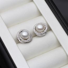 luxurious Natural Pearl Stud Earrings For Women 925 Streling Silver Earrings Jewelry Real Freshwater Pearl Earrings Gift 2202122693