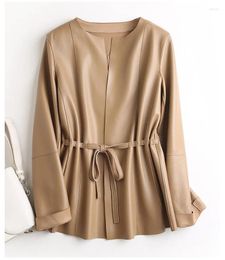 Women's Leather 2023 Genuine Jacket Top Layer Sheep Skin Autumn/winter Fashion Korean Version Slim Mid-length Ja