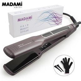 Hair Straighteners Korean Hair Straightener Keratin Treatment Floating Wide Plate Ceramic Flat Iron Dual Voltage Hair Curling Iron Salon Styler 231202