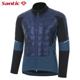 Cycling Jackets Santic Men's Cycling Jackets Winter Bicycle Windproof Coat Keep Warm Cycling Clothes Cotton Thermal Tops Rainproof 231201