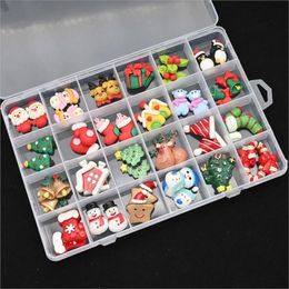 Nail Art Decorations 48Pcs/Box Luxury Christmas Cartoon Resin Nail Charm 3D Flatback Xmas Tree/Santa/Snowman Nail Art Decoration Manicure Accessories 231202