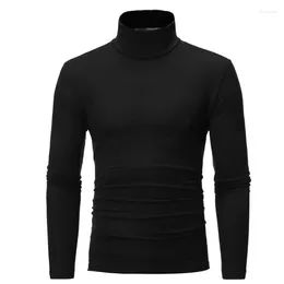 Men's Casual Shirts Men Long Sleeve Slim Pullover Thermal Turtleneck T-Shirt Bottoming Shirt Solid Color Sweater Blouse Top White