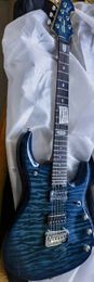 JPX Ernie Ball Music Man John Petrucci Lake Blue Burst Flame Maple Top Electric Guitar Double Locking Tremolo Bridge Whammy Bar Chrome Hardware