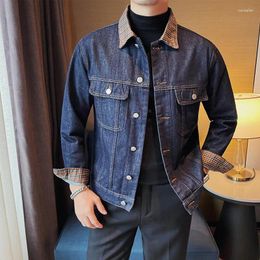 Men's Jackets Spring High-quality Casual Denim Jackets/Male Fashion Plaid Business Coat/Man Winter Streetwear Men 3XL-M