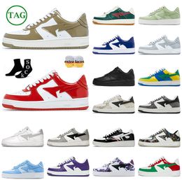 sta Mens Women Casual Shoes SK8 Sta Sports Sneakers Patent Leather White Red Black JJJ Jound White Grey Brown Beige Snakeskin gtrey outdoor Designer lace up trainers