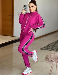 European American Women's Tracksuits fashion letter printed embroidery sports two-piece set