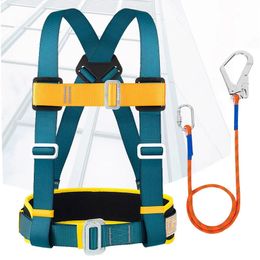 Climbing Harnesses Aerial Work Safety Harness with Lanyard on Back Construction Protection High-altitude Rock Climbing Outdoor Harness Safe Rope 231201