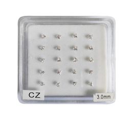 925 sterling silver 3mm trangle clear cubic zirconia nose piercing Jewellery nose pin 20pcspack5884802