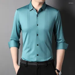 Men's Casual Shirts Top Grade Brand Men Dress Shirt 2023 Spring Smart Classic Solid Colour Slim Fit