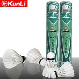 Badminton Shuttlecocks Kunli Badminton shuttlecocks KL-07 Straight duck feather shuttlecocks 5tube/lot feather shuttlecock for training 231201