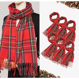 Scarves Funtery 6 pieces Christmas plaid winter scarf soft cashmere texture warm green and red plaid scarf shawl gift for men and women 231201