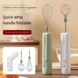 Rechargeable Cordless Electric Whisk With 2 Replacement Heads, For Brownies, Cakes, Doughs And Meringues - Great For Home, Camping Baking, Lightweight And Portable!