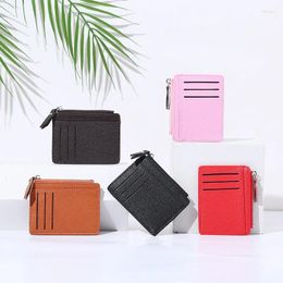 Card Holders Fashion Selling Women's Bag Simple Purse Compact Zipper Solid Color Lychee Pattern Business Holder