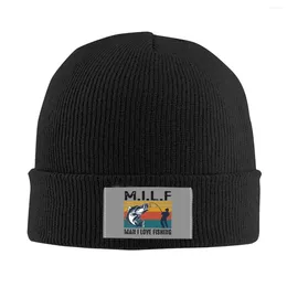 Berets Milf Man I Love Fishing Bonnet Hats Street Knit Hat For Women Men Autumn Winter Warm Skullies Beanies Caps