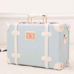 Suitcases Vintage Floral PU Rolling Luggage Sets 13 inch Women Cute Trolley Suitcase Travel Bag Carry Ons With Universal Wheels281231h