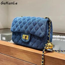 Evening Bags Fashion Chain Shoulder Bag Women Denim Quilted Female Luxury Handbags Designer Jeans Hit Sac A Main Femme281V