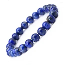 Link Bracelets Wholesale 1pcs Natural Lapis Lazuli Bracelet 6mm 8mm 10mm 12mm Round Gemstone Beads 18.5cm