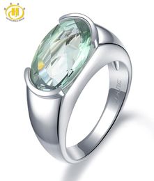 Hutang Women039s Ring 630ct Natural Green Amethyst Wedding Rings 925 Sterling Silver Gemstone Fine Elegant Classic Jewellery Gif9948047