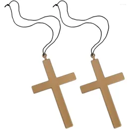 Pendant Necklaces 2 Pcs Wall Decoration Disfraces Halloween Para Priest Polyester Costume Prop Crucifix