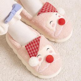 Slippers Women Thick Bottom Cotton Shoes Winter Warm Soft Sole Comfort Flats Cute Christmas Padded Non-slip Shoe Chaussure Femme Hiver