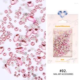 Nail Art Decorations 1Bag Multi Shapes 3D Glass Crystal Rhinestones With Flatback Round Bead Charm Gem Stone For Manicure Craft Decoration