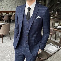Men's Suits 2023 Autumn Suit Korean Version Slim-fit Three-piece Small Formal Dress Man