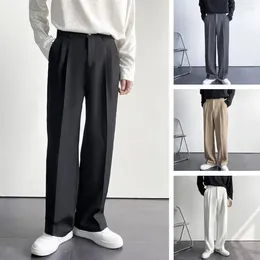 Men's Suits Business Pants Loose Workwear Solid Sewn Spring Autumn Mid-Waist Straight Wide Leg Casual Trousers