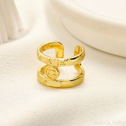Fashion Brand Designer Ring Gold Alloy Letter Band Rings Crystal Rhinestone Fashion Women Men Wedding Jewellery Party