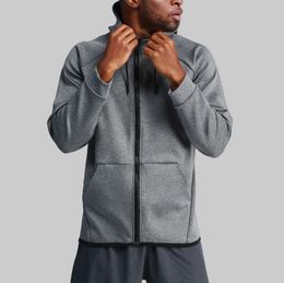 LUlu Men New Yoga Zipper Hooded Jacket Casual Long Sleeve Outdoor Jogger Outfit Fitness Sports Double-Sided Brushed Fabric Material Outwear Casual top