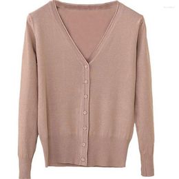 Women's Knits 2023 Spring Cardigan Women Korean V Neck Knitted Feminino Ladies Long Sleeve Loose Buttons Thin Coat ZY3603