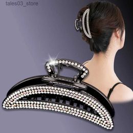 Headwear Hair Accessories Multicolour Rhinestone Moon Large Size Hair Claw Headwear Casual Women Shine Hair Clip Hairwear La Fashion Accessories Q231204