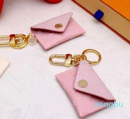 Letter Designer Unisex Wallet Keychain Keyring Fashion Purse Pendant Car Chain Charm Pink Flower Mini Bag Trinket