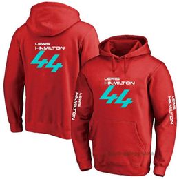 Mens Hoodies 2023/2024 New F1 Formula One Racing Team Sweatshirts Driver Lewis Hamilton Digital 44 Hooded Long Sleeve Men Jacket Drawstring Zipper Closure Soli 3kg1