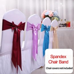 Sashes 25pcs Satin Spandex Chair Cover Band Ribbons Tie Backs for Party Banquet Decor Wedding Decoration Knot 231202