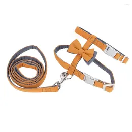 Cat Collars 2Pcs/Set Traction Leash Wear Resistant Pet Leashes Set Bow Tie Vest Harness Rope