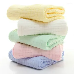 Blankets 6 Layers Solid Color Baby Bath Towel Muslin Cotton Towels Neonatal Child Absorb Blanket Swaddle Wrap Bedding 105 CM