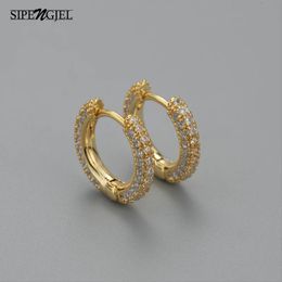 Charm SIPENGJEL Cubic Zircon Hoop Earrings For Women Men Huggie Cartilage Cuff Round Circle Earrings Wedding Jewelry Accessory 231202