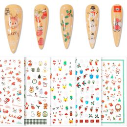 Stickers Decals 1Set 3D Christmas Nail Stickers and Decals Nail Sticker Santa Claus Snowflake Elk Xmas Tree Manicure Christmas Nail Art Design 231202