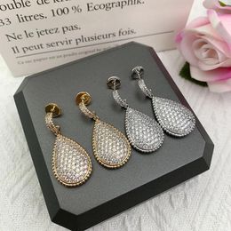 Dangle Earrings Top Quality Water Drop Silver Gold Color Zircon For Women Fashion Brand Jewelry