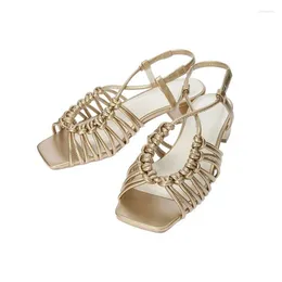 Sandals Hollow Out Knit Women Shoes Feminino Sexy Cladiator Japan Style Ankle Buckle Zapatos Mujer Summer Chaussure Femme