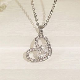 Pendant Necklaces CAOSHI Creative Design Hollow Heart Necklace With Luxury Marquise Cubic Zirconia Simple Fashion Neck Jewellery For Women