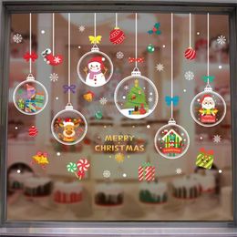 Window Stickers Christmas Bells Wall and Windows Sticker Static Adhesive Decals Snowman Santa Claus Elk Decor DIY 231201