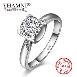 YHAMNI New Fashion Classic Soild 925 Sterling Silver Wedding Ring CZ Zircon Jewelry Engagement Brand Rings for Women Gift YJZ3612562