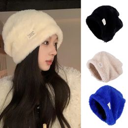 BeanieSkull Caps Pile cap Skullies Beanie Japanese hat Fake Fur caps Candy colored wool Knitted skiing Big Korean mohair 231201