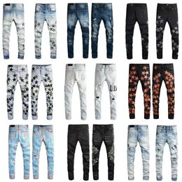 Purple Jeans Designer Men Purple Jeans Women Man Amirs Slim Fit Denim Letter Print Pants Luxury Holiday Outdoor Jeans Mens Streetwear Big H8