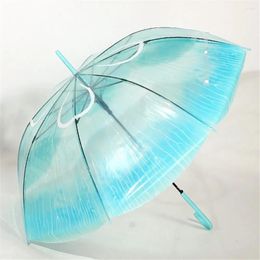 Umbrellas Long Handle Jellyfish Automatic Umbrella Transparent Gradient Unique Beach Parasol Plastic Unisex Guarda Chuva Rain Gear