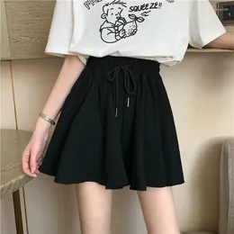 Women's Shorts Women Summer Casual Loose Wide Leg Elastic Waist Vintage Short Culotte Female Harajuku