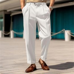 Men's Suits Men Casual Trousers Stylish Suit Pants Comfortable Mid Waist Wide Leg Breathable Fabric For Formal Business Office Wear