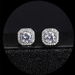 New Arrival Stunning Luxury Jewellery 925 Sterling Silver Round Cut White Topaz CZ Diamond Square Popular Star Women Stud Earring Gi2021