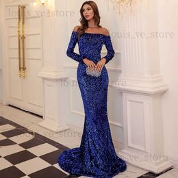 Urban Sexy Dresses Sequin Cocktail Luxury Maxi Dress Sexy Off Shoulder Long Sleeve Bodycon Evening Party Dresses for Women Elegant Prom Autumn Robe T231202